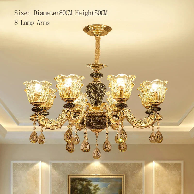 Luxury Crystals Chandelier Ceramic Crystal Lamp for Living Room Bedroom