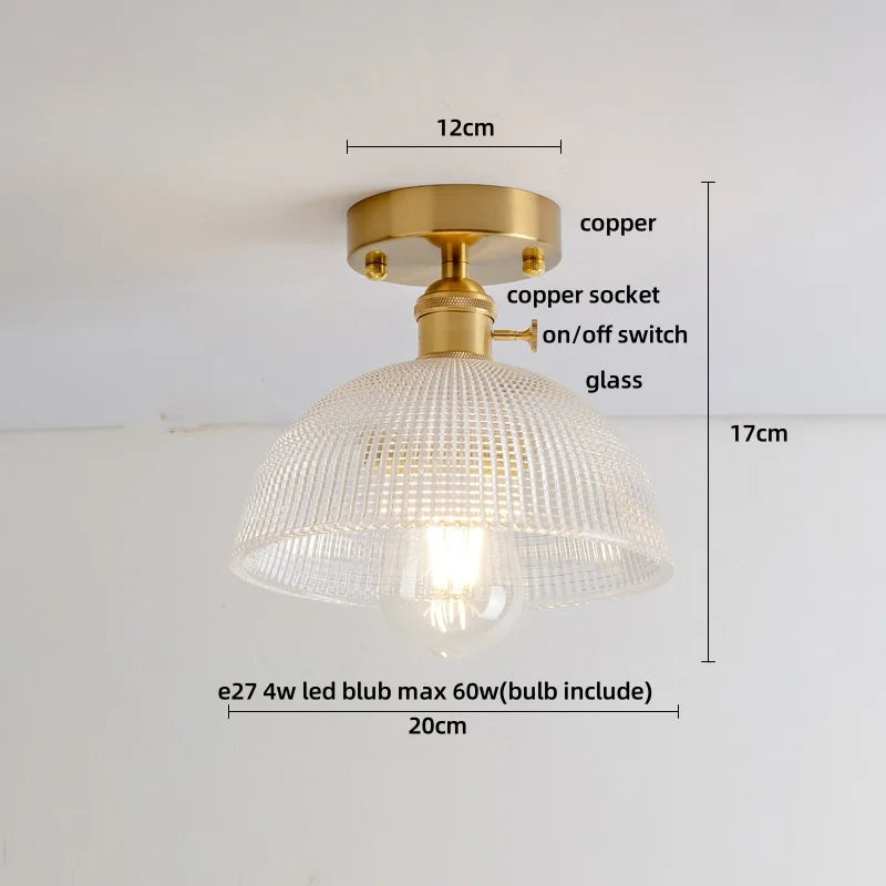 Amber Glass LED Ceiling Lights Modern Nordic Kitchen Living Room Lighting