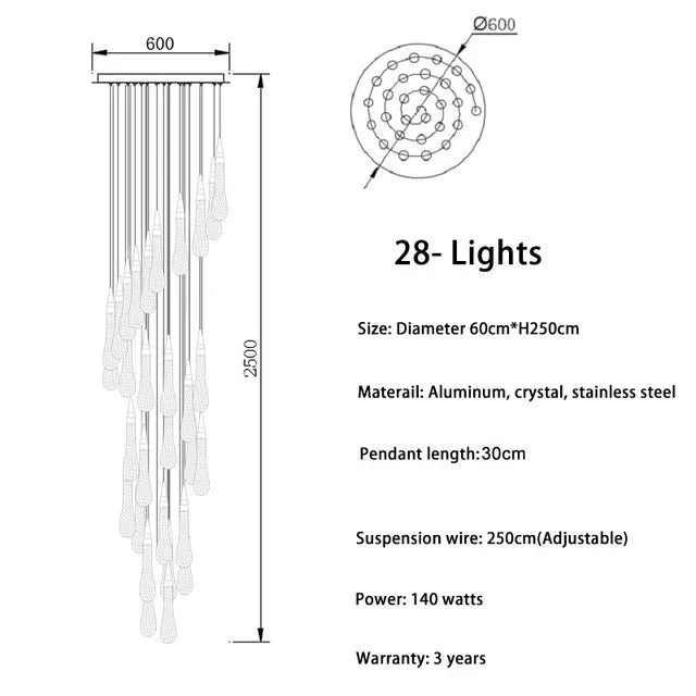 LED Crystal Chandelier for Home Decor & Lighting - Modern & Elegant Ceiling Light