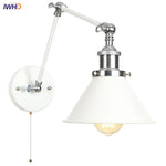 Vintage White LED Wall Sconce Stair Light Fixture with Pull Chain Switch