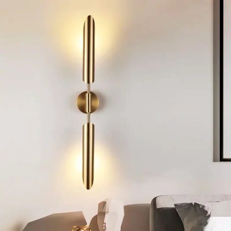 Golden Inclined Tube Wall Lamp for Modern Luxury Decor in Living Room