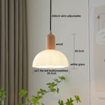 Wood Glass LED Pendant Light Suspension Luminaire for Home Decor