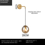 Nordic Brass Glass Wall Sconce: Elegant Living Room Bedside Lighting