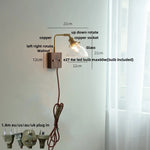 Walnut Wood LED Wall Sconce, Copper Toggle Switch, Vintage Loft Style