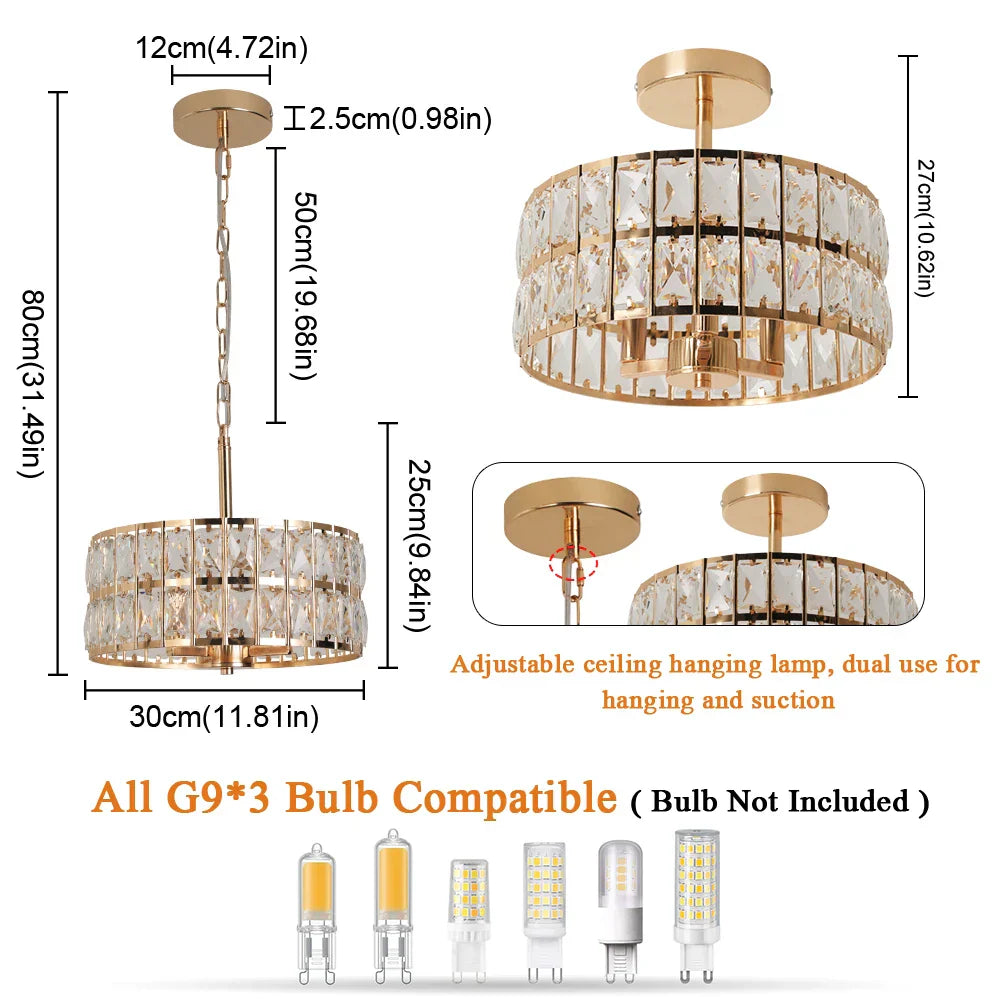 Crystal Chandelier LED Pendant Light for Modern Home Decor