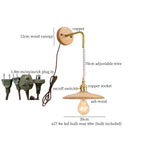 Nordic Wood LED Wall Lamp Pull Chain Switch for Home Decor & Lighting