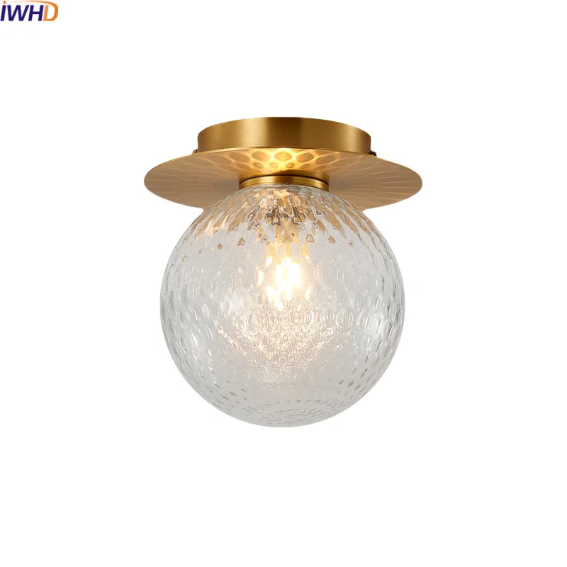 Iron Glass LED Ceiling Lamp Ball Shape Modern Living Room Light Fixtures