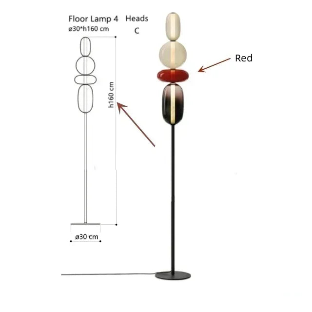 Glass Floor Lamp LED Table Light - Italian Design High Quality