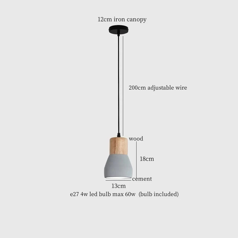 Cement LED Pendant Lamp Industrial Decor Bedroom Living Room Bar Cafe