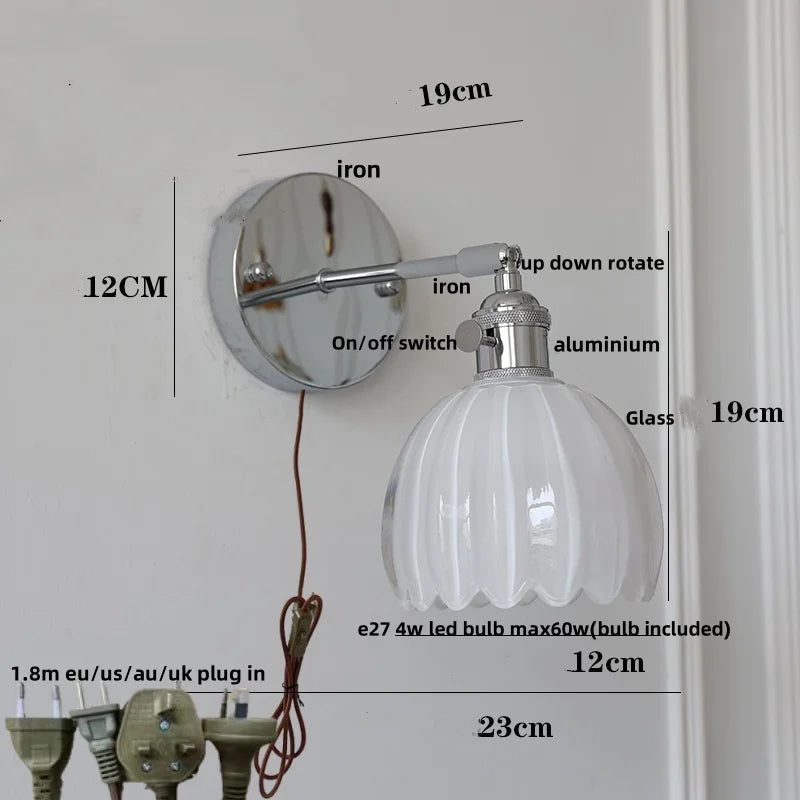 Clear Glass Iron Wall Lamp - Dual Light Up Down Rotate for Home Décor