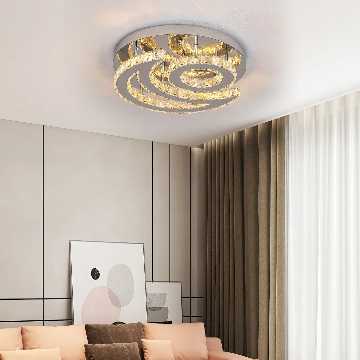 Crystal LED Sun Moon Chandelier Pendant Light for Living Dining Bedroom