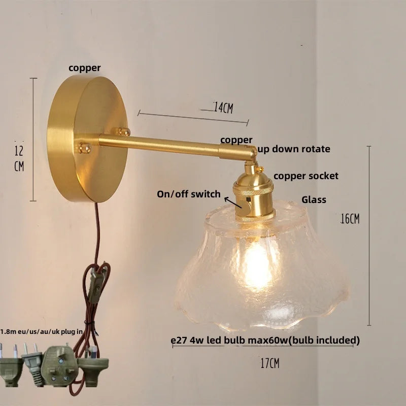 Nordic Modern LED Glass Wall Light Fixture for Bedroom, Living Room, Porch