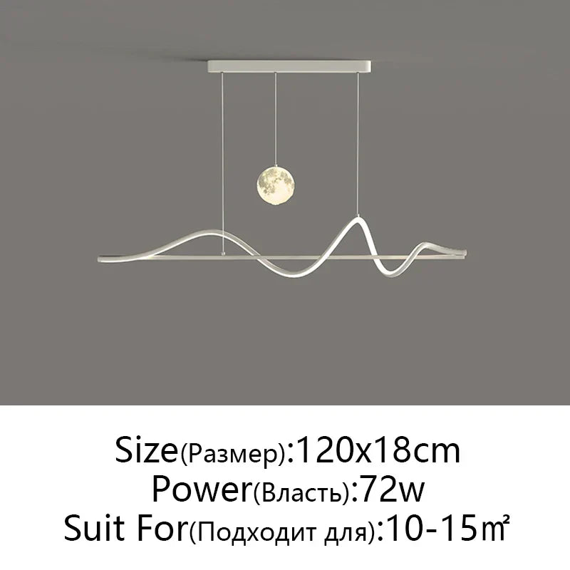 LED Pendant Light - Modern White/Black Long Line for Home, Restaurant, Office
