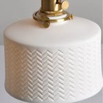 Walnut Wood LED Pendant Lights with Ceramic Accent & Copper Knob Switch