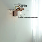 Walnut Wood LED Wall Sconce, Copper Toggle Switch, Vintage Loft Style