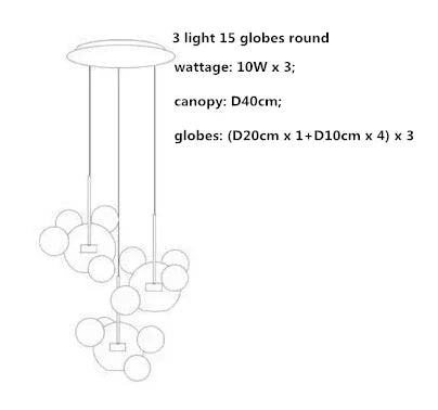 Modern Clear Glass Globe LED Pendant Light - Micky Copper Hanging Lamp