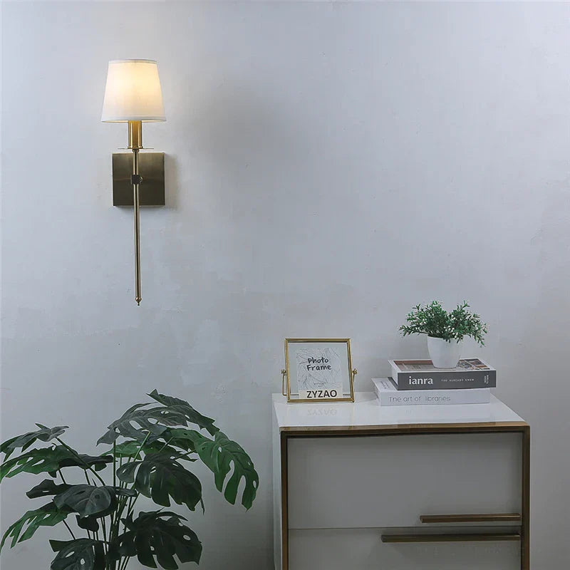 Rustic Industrial Wall Sconce with Textile Shade and LED Lights