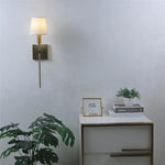 Rustic Industrial Wall Sconce with Textile Shade and LED Lights