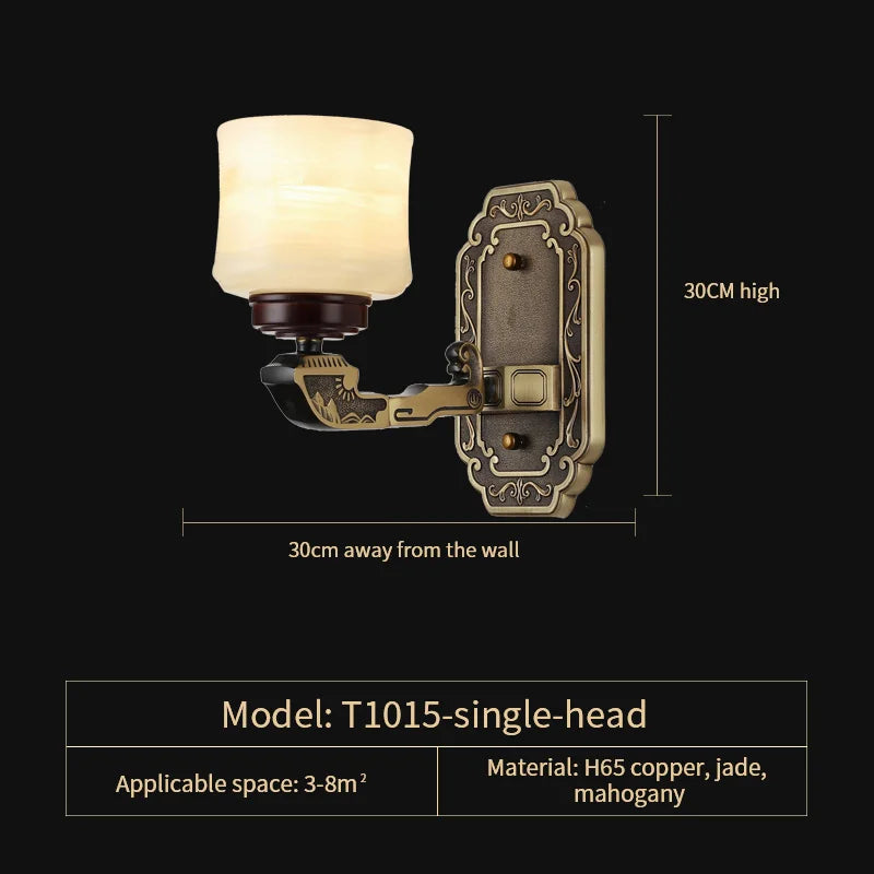 Luxury Copper Marble Chandelier for Living Room in New Chinese Style
