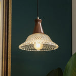 Nordic LED Glass Wood Pendant Light Chandelier for Kitchen Bedroom Dining Room