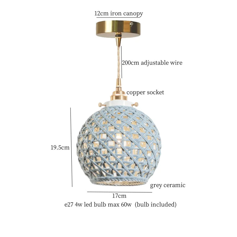French Minimalism Ceramic LED Pendant Light for Home Decor