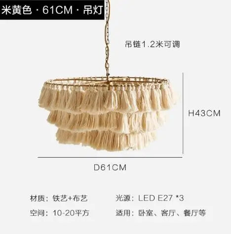 Fela Tassel Chandelier: Bohemian Chain Tiered Suspension Light for Living Room & Shop