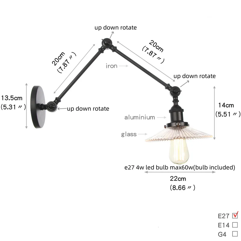 Afralia™ Vintage Industrial LED Wall Lamp with Pull Chain Switch & Clear Glass