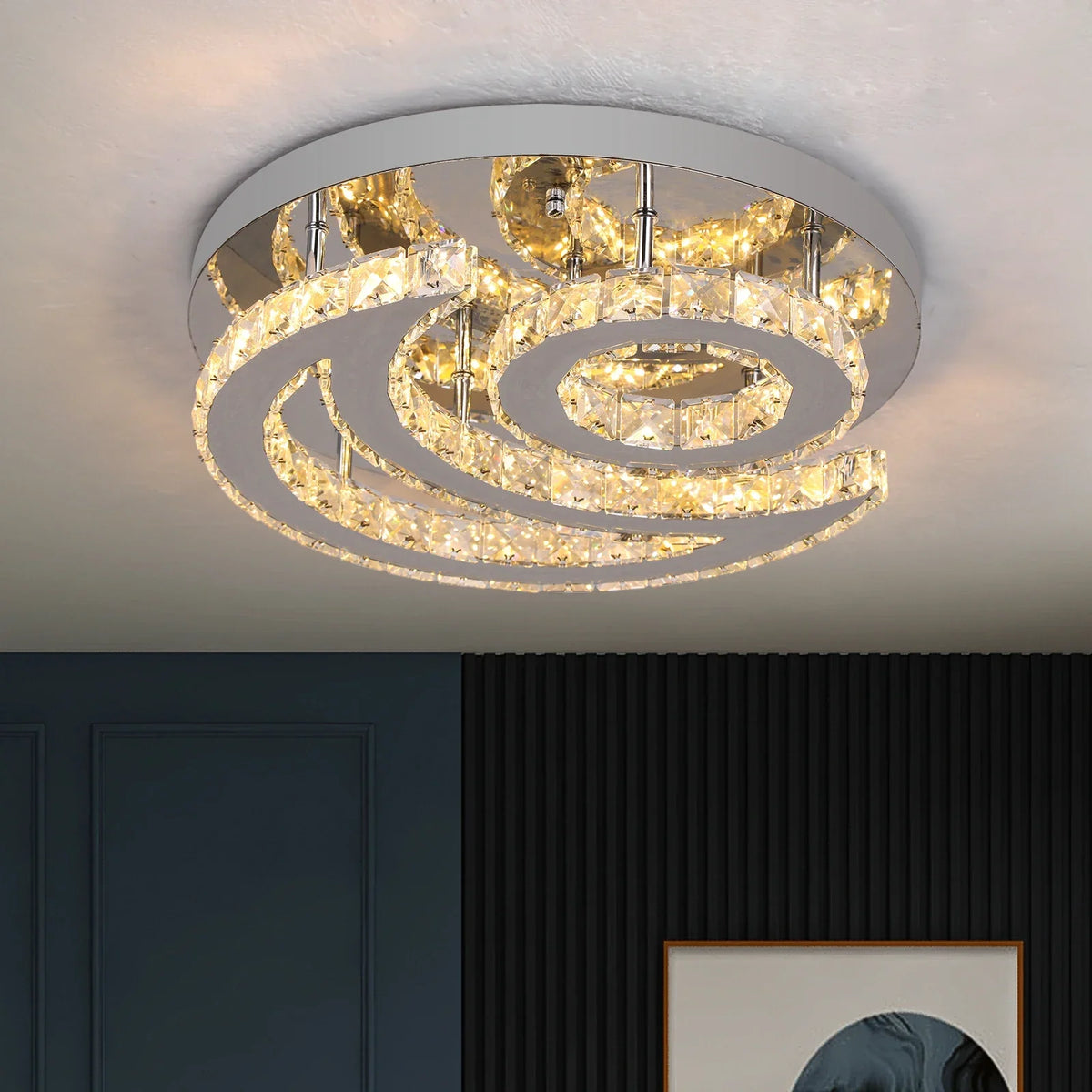 Crystal Chandelier for Home Hotel Decor, Modern LED Ceiling Light Fixture