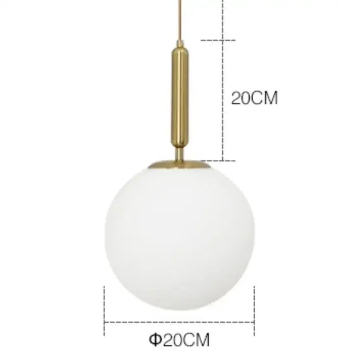 Gold Ring Glass Ball Pendant Light Fixture for Bedroom Living Room.