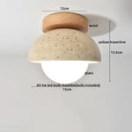 Yellow Travertine Stone LED Ceiling Light Fixture White Glass Ceiling Lamp