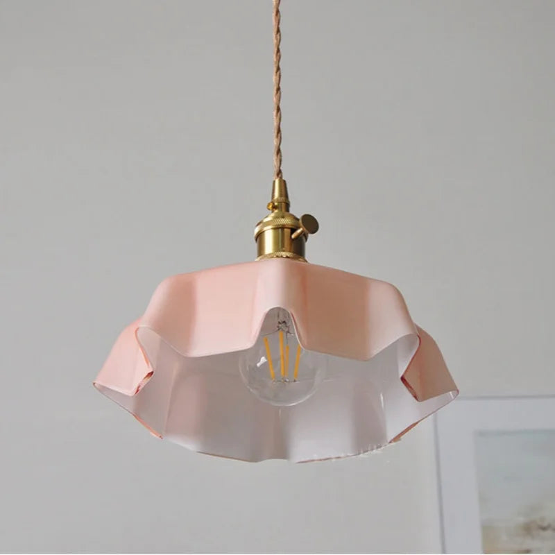 Afralia™ Pink Glass Art LED Pendant Light for Dining Room & Cafe