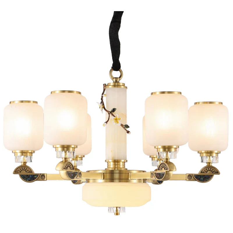 Luxe Jade Chandelier for Living Room, Villa, and Duplex Hall