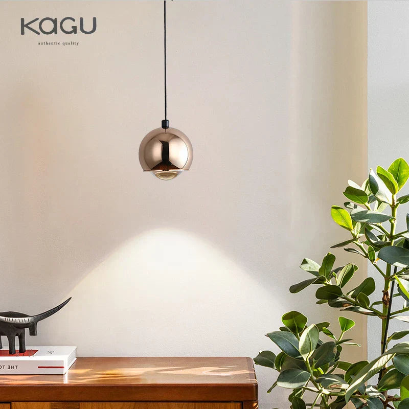 Gold Metal Luster Pendant for Bedside & Kitchen Island - Minimalist LED Hanging Light