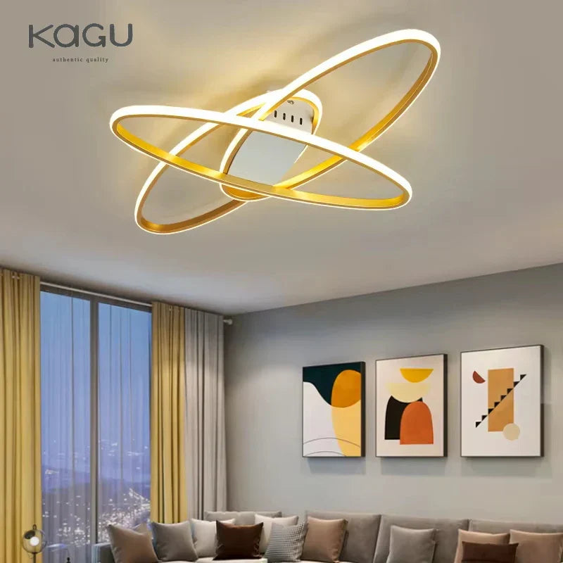 Oval Black LED Ceiling Light for Living Room, Bedroom, Kitchen, and Study