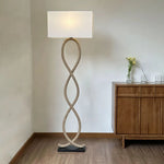 Hemp Rope Fabric Shade LED Floor Lamp for Nordic Retro Wabi Sabi Style
