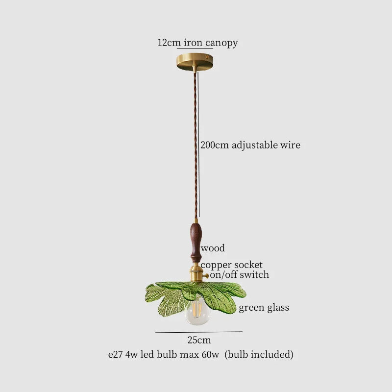 Green Leaf LED Pendant Lamp for Home and Cafe Decor