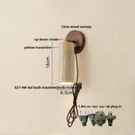 Yellow Travertine LED Wall Lamp with Pull Chain Switch, Japanese Style, Rotate Stair Light