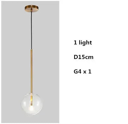 Clear Glass Globe LED Pendant Chandelier for Dining Room and Living Room