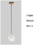 Clear Glass Globe LED Pendant Chandelier for Dining Room and Living Room