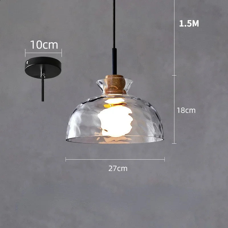 Clear Glass Pendant Lamp with LED Lights for Home Decor