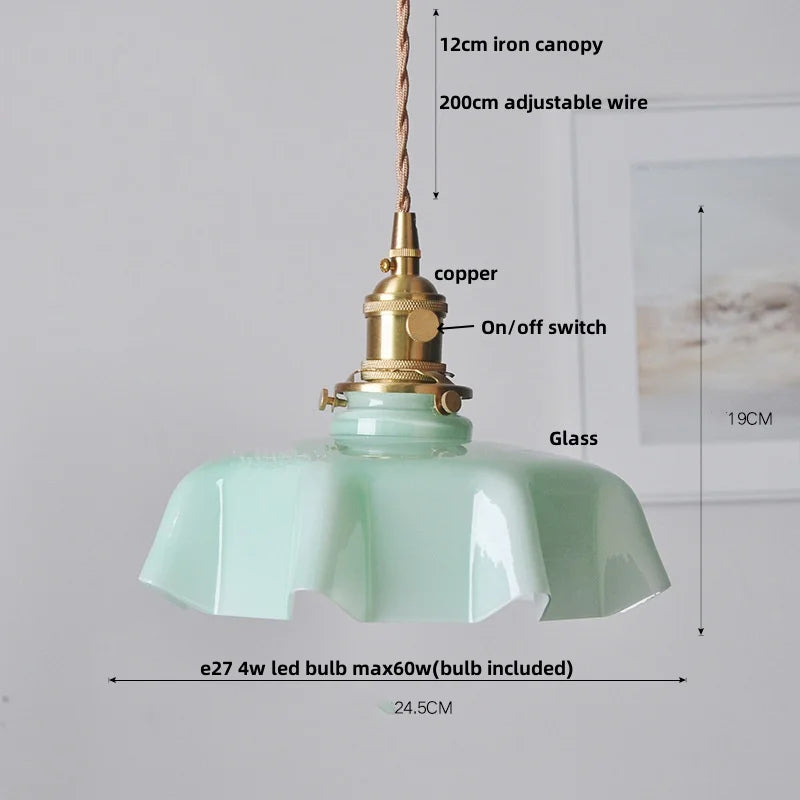 Yellow Glass Wire LED Pendant Light Modern Home Decor Nordic Hanging Lamp