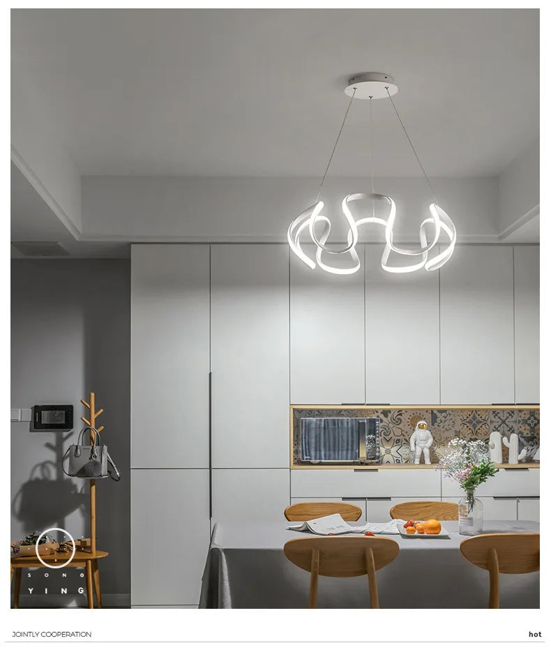 Nordic Twisted LED Chandelier Ceiling Lamp Modern Pendant Light