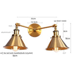 Afralia™ Industrial Vintage LED Wall Light Iron Gold 2 Heads Simple Lamparas De Pared.