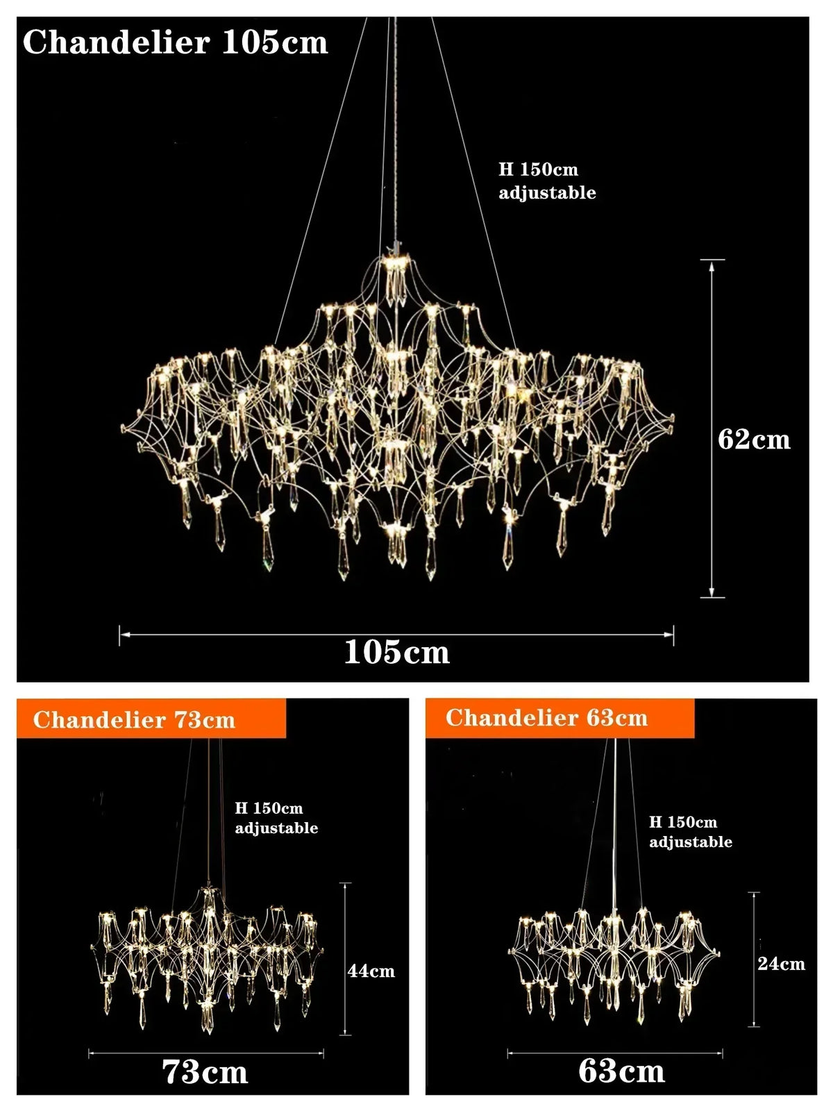 Starry Crystal Chandelier Ceiling Light Luxury Modern Living Room Bedroom Restaurant