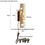 LED Wall Sconce Modern Nordic Wood Canopy Terrazzo Bathroom Mirror Light