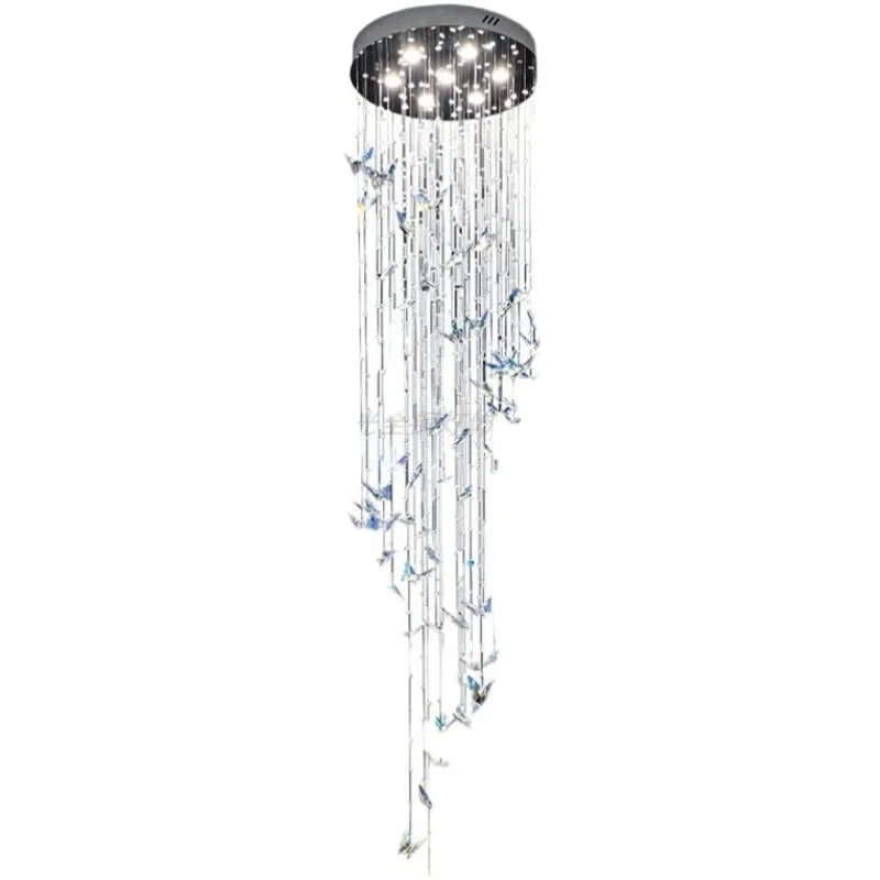 Crystal Butterfly Rotating Chandelier for Modern Light Luxury Villas