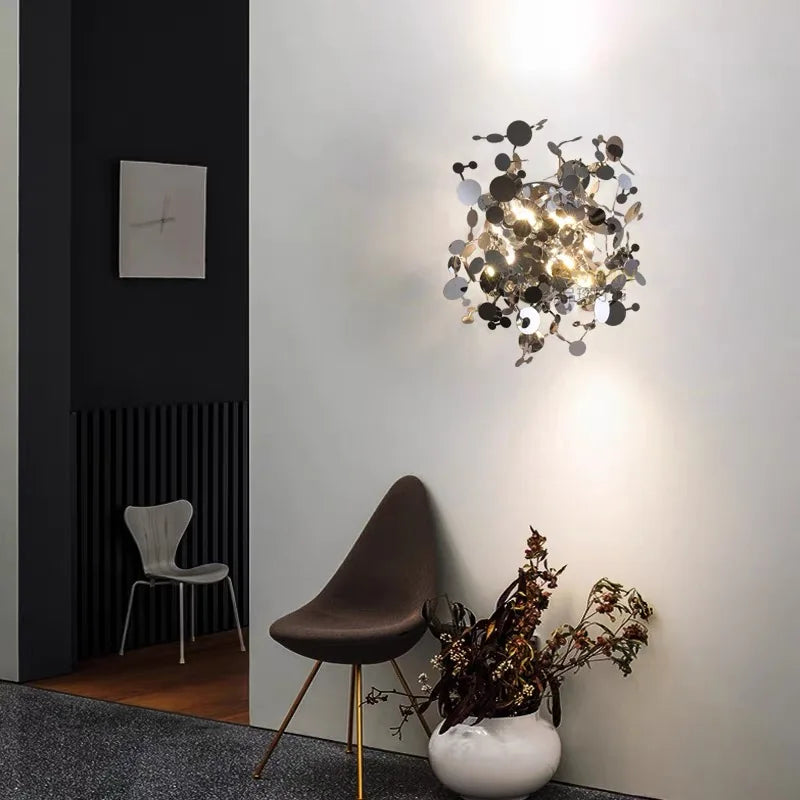 Stainless Leaf Wall Lamp Sconce Light for Living Room Bedroom