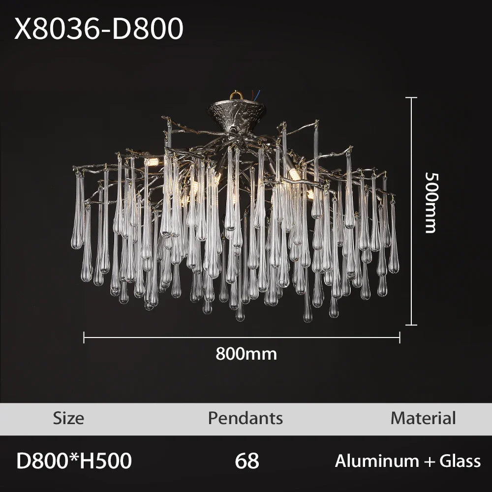 Branch Crystal LED Ceiling Chandelier in Gold/Black for Dining Room Lobby