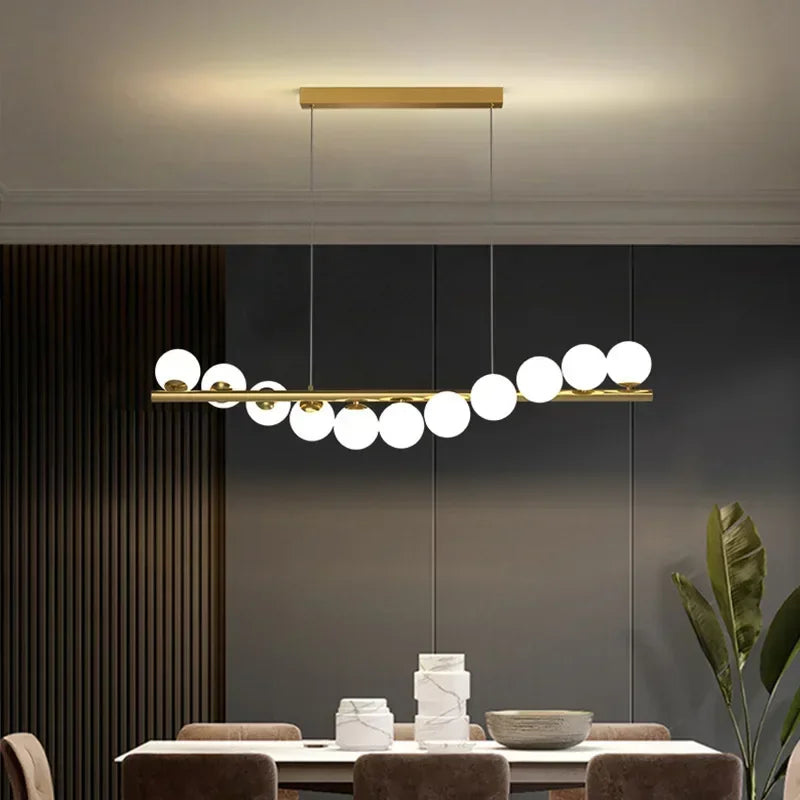 Nordic Gold Glass Ball Chandelier for Dining Room Kitchen Island
