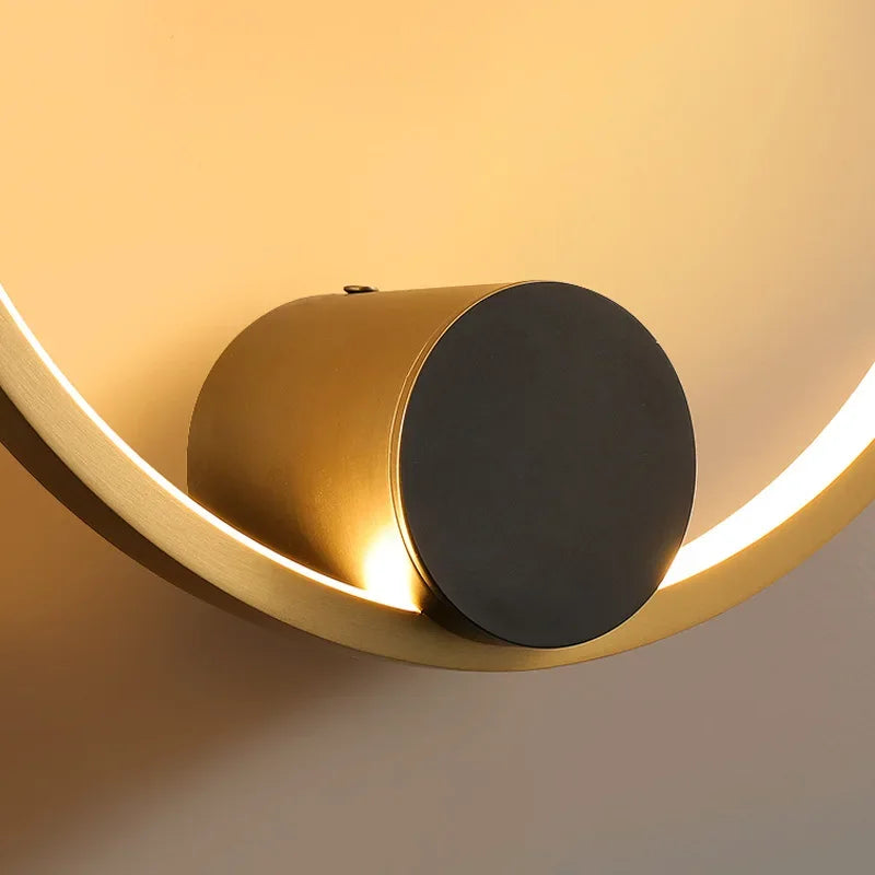 Copper Living Room LED Wall Lamp Light Luxury Modern Simple Circular Corridor TV Wall Bedroom